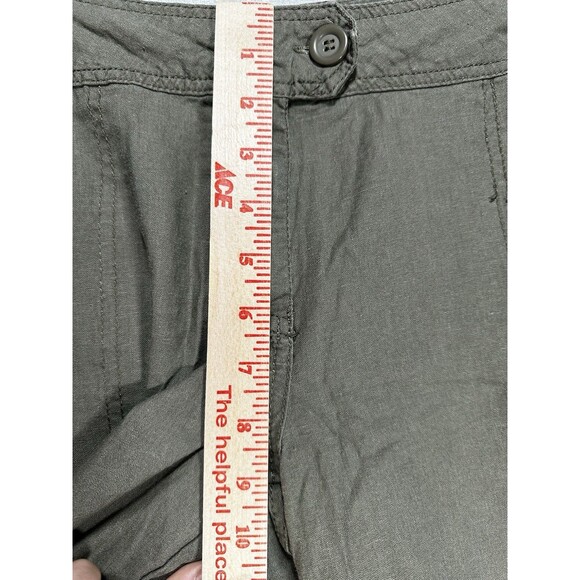 Paper Tee 100% Linen Straight Leg Cropped Pants Gray Green Capri Size 13 - Picture 3 of 6
